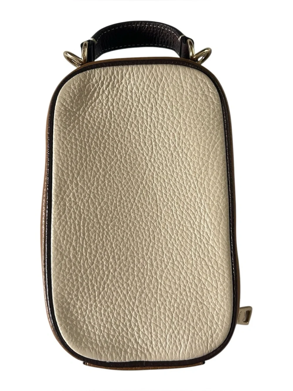Coach Eva Phone Case in Cream Pebbled Leather with Brown Trim - Picture 3 of 9